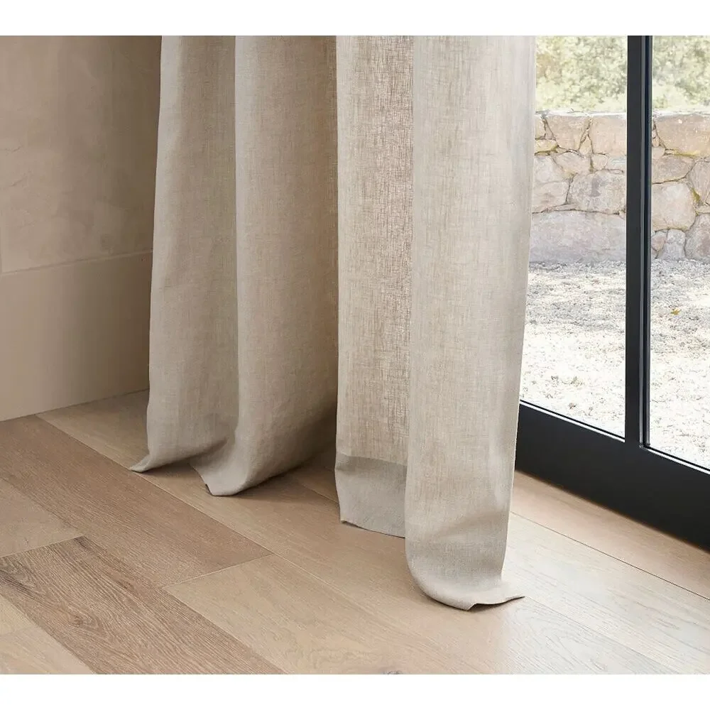 Pottery Barn Classic Belgian Flax 3 In 1 Pole Top Dark Flax Linen 100x84 Curtain